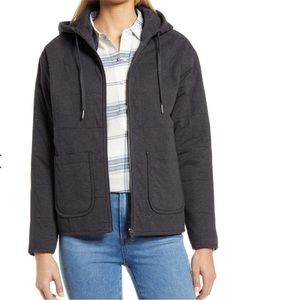 NWOT Caslon Quilted Zip-Up Hooded Knit Jacket - Gray - M